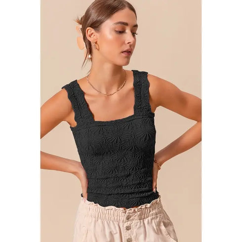 FLORAL JACQUARD SEAMLESS TOP