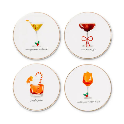 SET OF 4 HOLIDAY CHEERS COASTERS