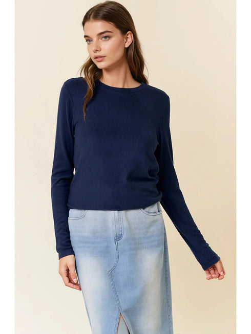 NAVY KNIT TOP