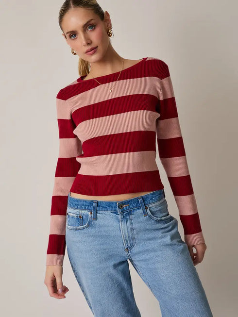 STRIPE RIBBED TOP