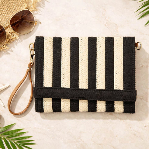 STRIPED WOVEN SUMMER CLUTCH
