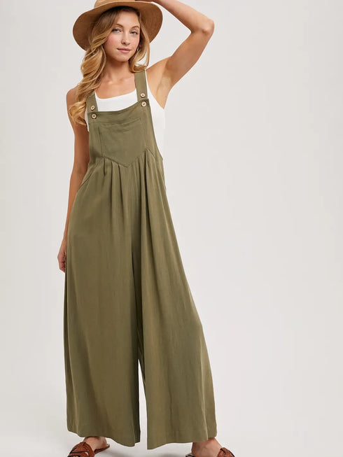 FLOWY WIDE LEG OVERALLS