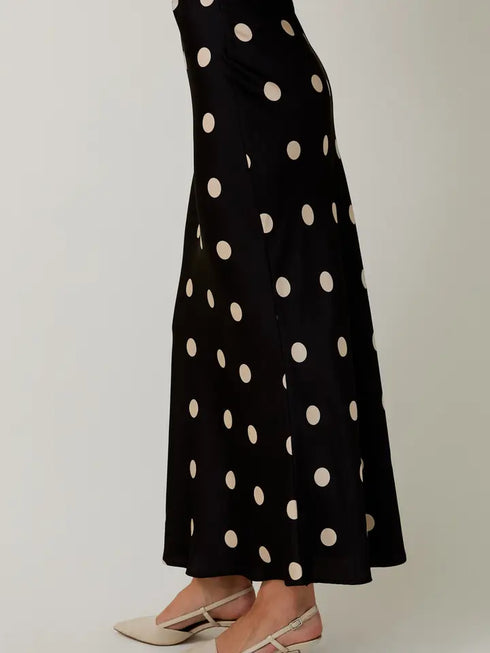 SATIN POLKA DOT SKIRT