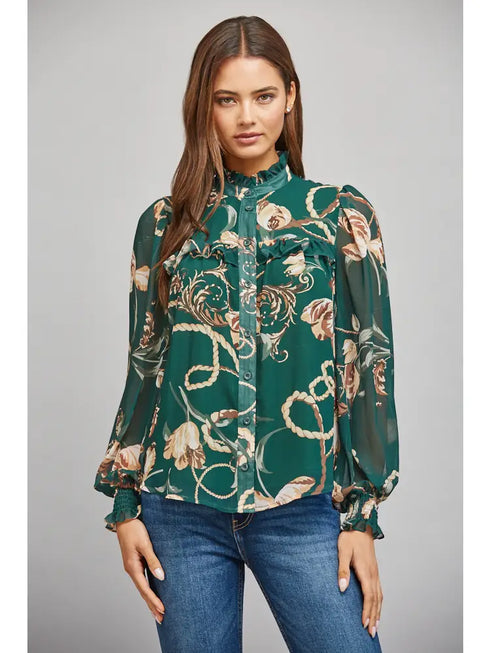 SELENA CHIFFON BUTTON BLOUSE