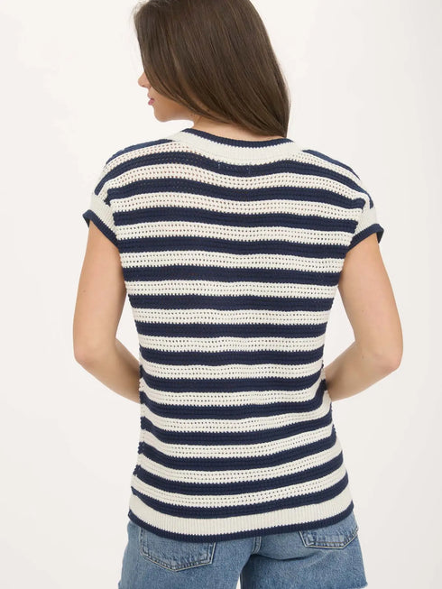 STRIPE CROCHET SWEATER TOP