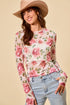 LACE FLORAL ROSE TOP