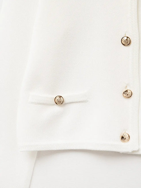 CHIC WHITE GOLD BUTTON CARDI