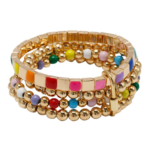GOLD ENAMEL TILE BRACELETS