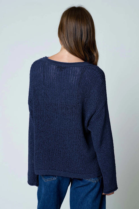 RAW EDGE SHEER KNIT SWEATER