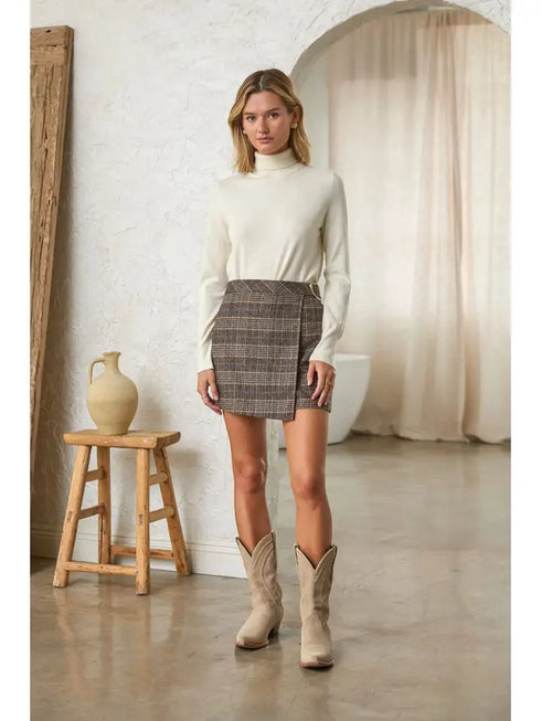 PLEATED PLAID MINI SKIRT