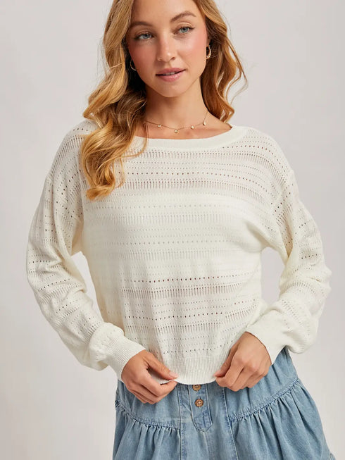 OPEN KNIT PULLOVER TOP