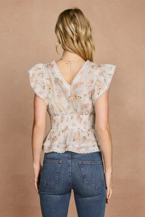 FLORAL FLUTTER TOP