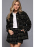 FAUX FUR LINED PLAID JACKET