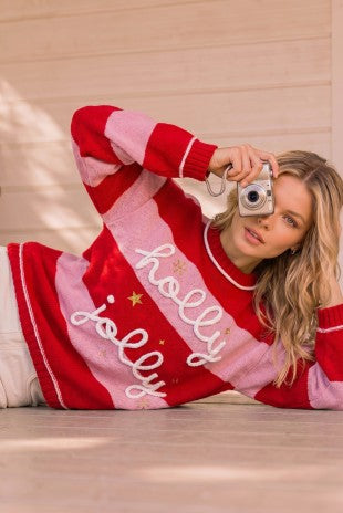 HOLLY JOLLY STRIPE SWEATER