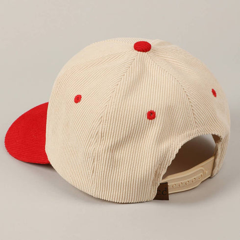 Love Glitter Bubble Letter Two-Tone Corduroy Cap