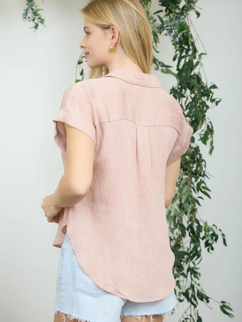 WOVEN SHORT SLEEVE TOP