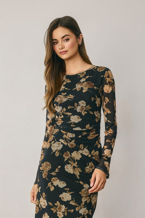 VINTAGE FLORAL MESH TOP