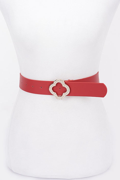 RHINESTONE CLOVER BELT