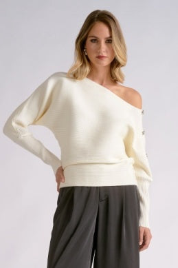 MAYLA BUTTON SHOULDER SWEATER