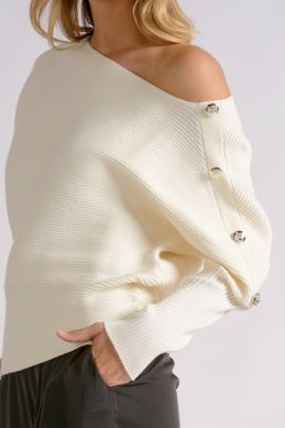 MAYLA BUTTON SHOULDER SWEATER