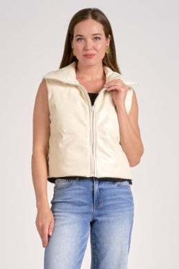 REVERSIBLE FAUX LEATHER TEDDY VEST