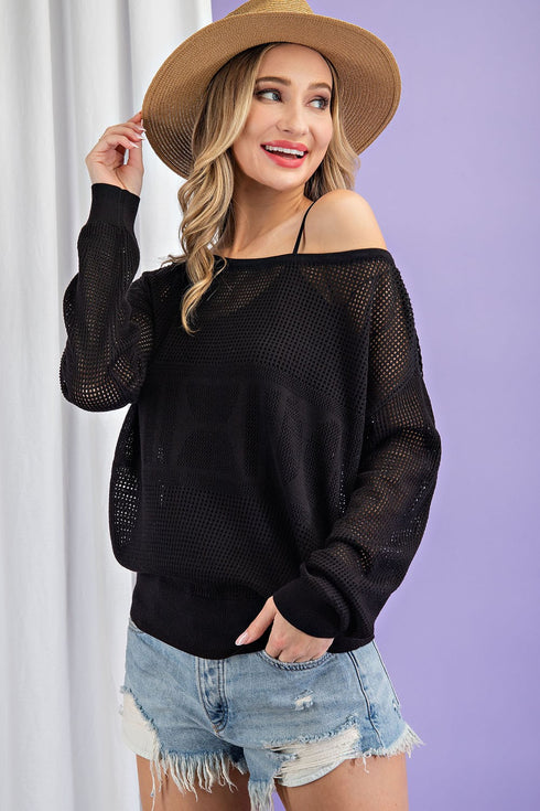 POINTELLE KNIT SWEATER