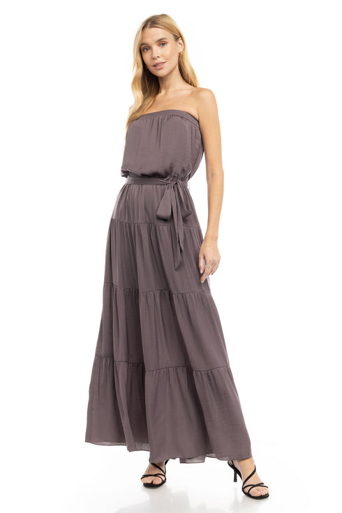 FALL TIERED TUBE MAXI DRESS